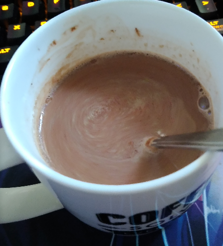 Mug of hot chocolate ready to drink