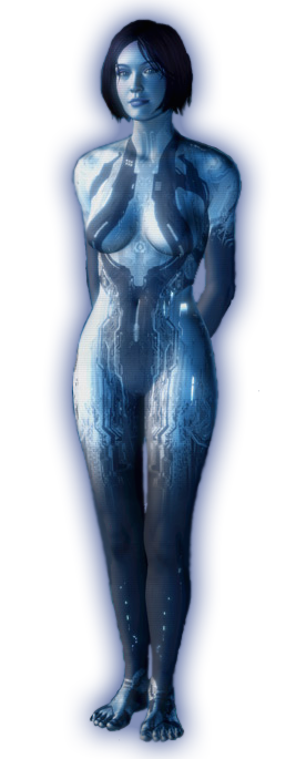 While there is no guarantee she will look like this, the character from HALO might be the default assistant image/avatar?