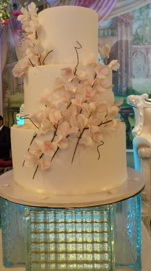 Wedding cake with sakura flower design
