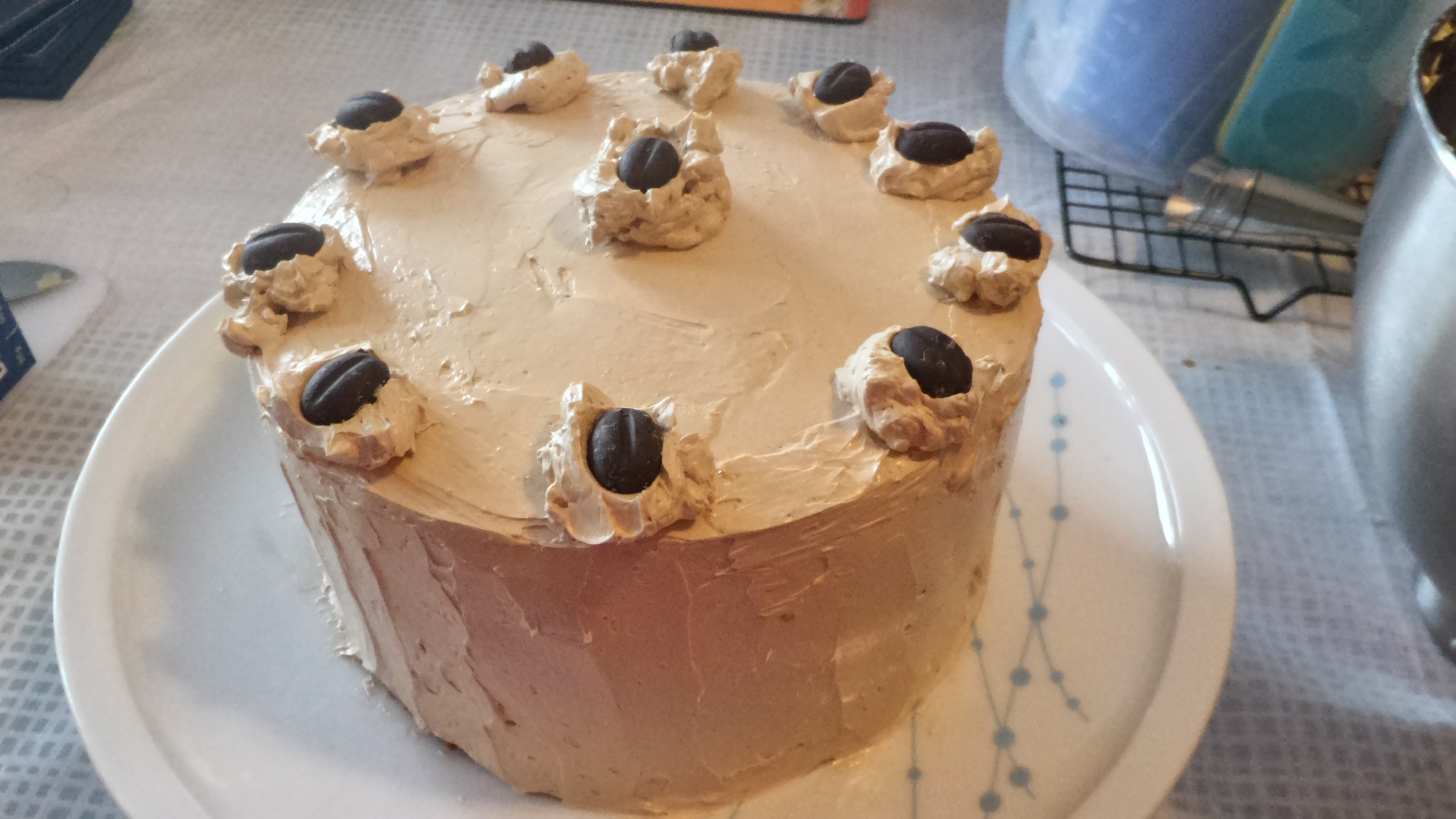 Double layered mocha chiffon cake with mocha meringue buttercream