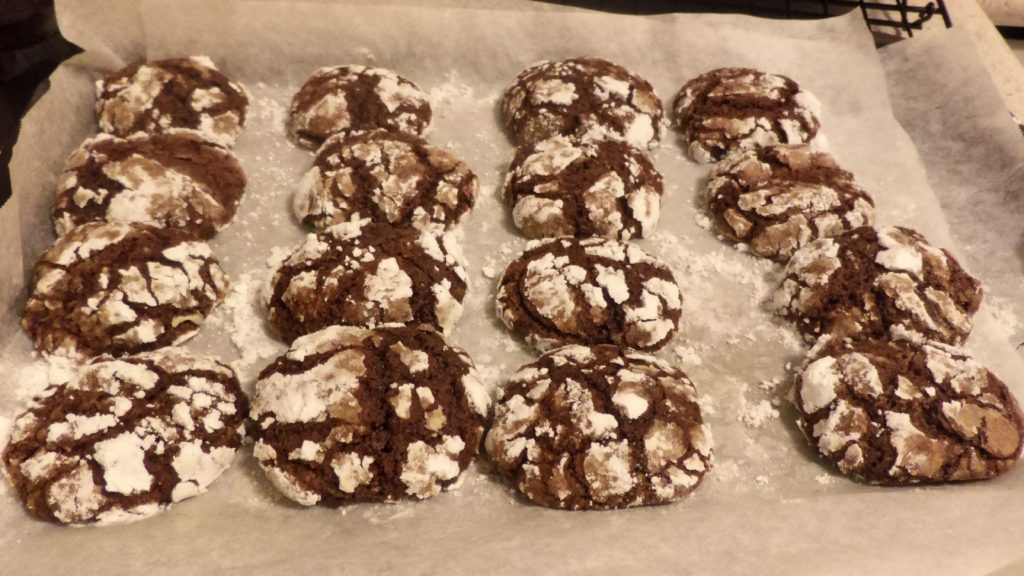 A tray of chocolate crinkles